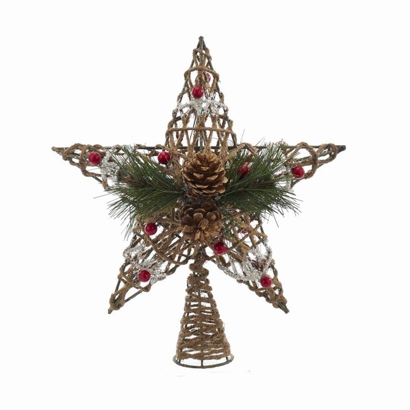 Item 100350 Natural Star With Pine Cones Tree Topper