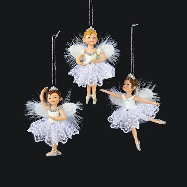 Item 100356 White/Silver Little Ballet Girl Ornament