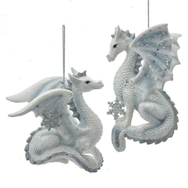 Item 100527 Silver White Dragon Ornament