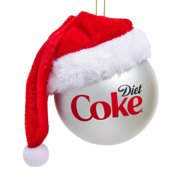 Item 100569 Diet Coke Ball With Santa Hat Ornament