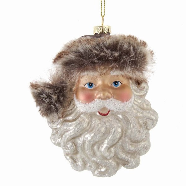 Item 100571 Santa Head With Brown Fur Ornament