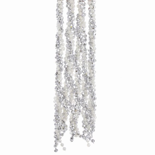 Item 100602 9 Foot Silver White Twisted Bead Garland
