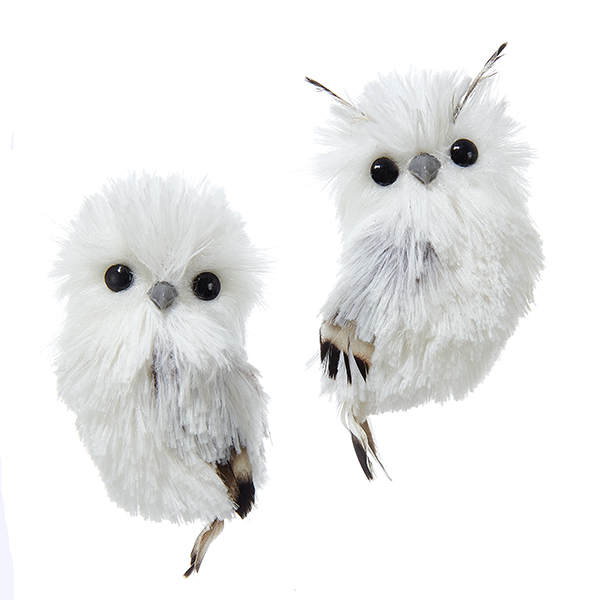Item 100693 White/Silver Owl Ornament
