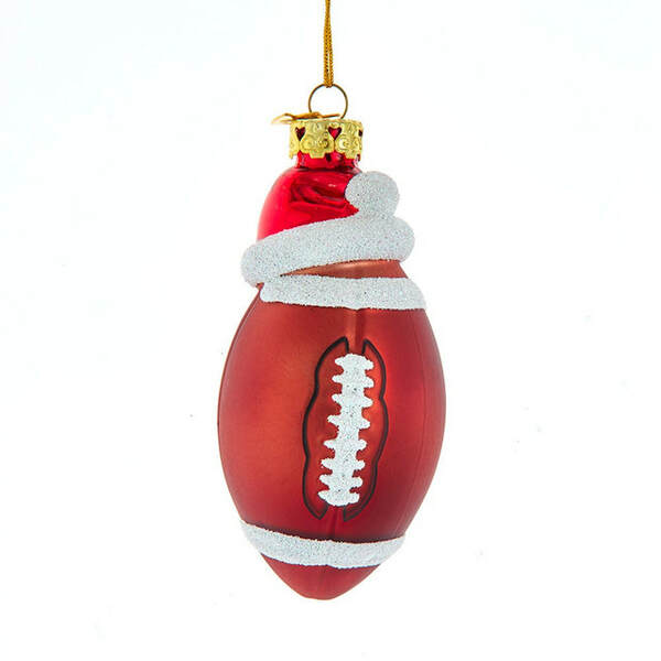Item 100694 Noble Gem Football With Santa Hat Ornament