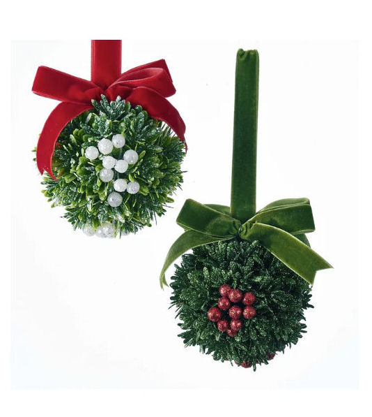 Item 100698 Christmas Kisses Mistletoe Ball Ornament