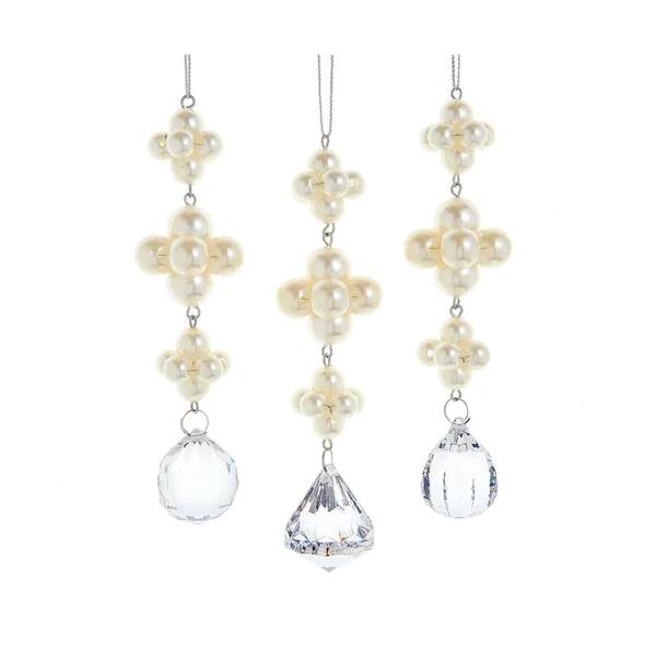 Item 100707 Pearl Dangle With Gemstones Ornament