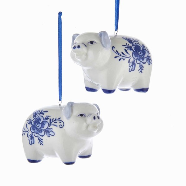 Item 100761 Delft Blue Pig Ornament