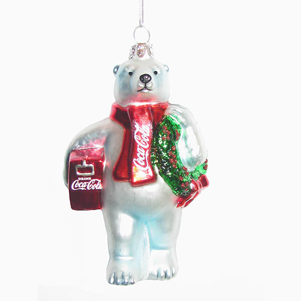 Item 100877 Coke Polar Bear With Wreath and Cooler Ornament