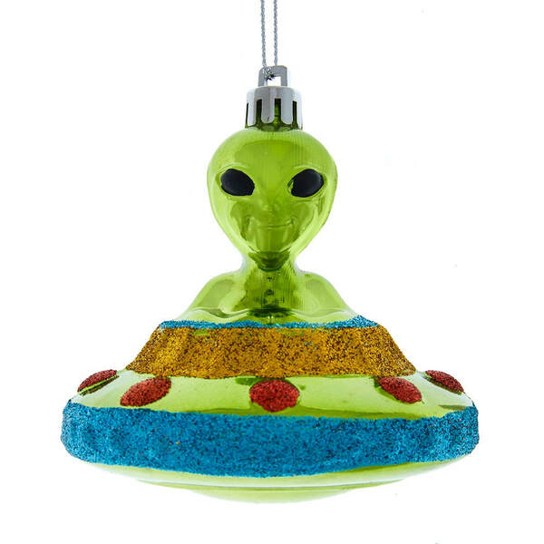 Item 100894 Green Alien UFO Ornament