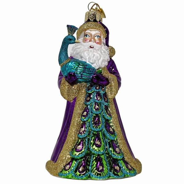 Item 100940 Noble Gems Santa With Peacock Ornament