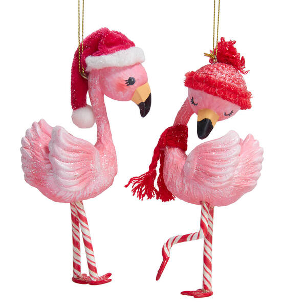 Item 100954 Candy Cane Flamingo Ornament