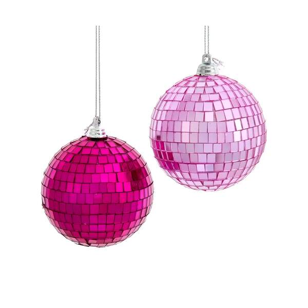 Item 100982 Pink Mirror Glass Ball Ornament