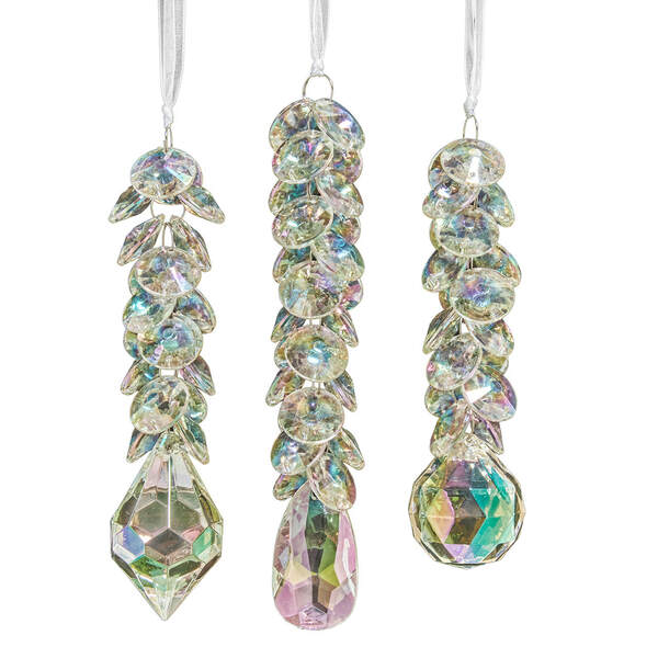 Item 100983 Opalescent Glittered Dangle Ornament
