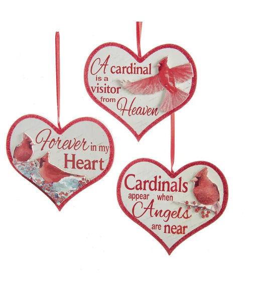 Item 101001 Cardinal Heart Sign Ornament