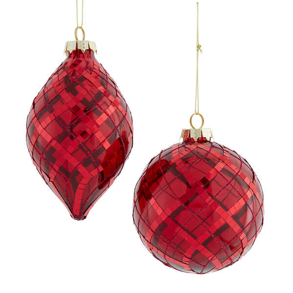 Item 101049 Glass Striped Red Ball/Onion Ornament