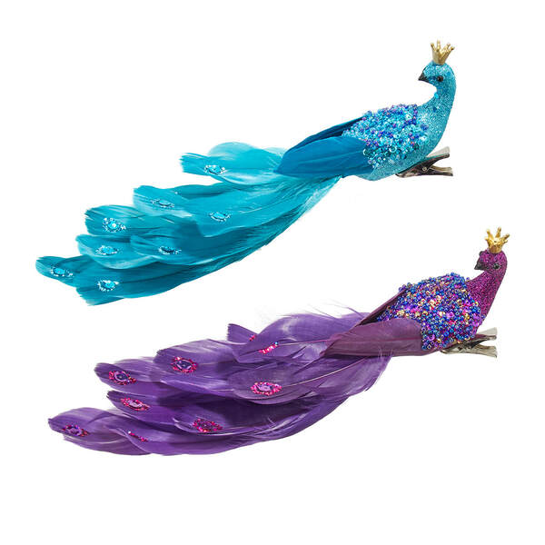 Item 101089 Peacock With Gold Crown Clip-on Ornament