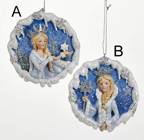 Item 101137 Frosted Kingdom Snow Queen Disc Ornament 