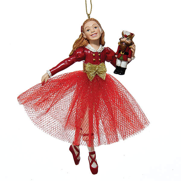 Item 101155 Clara In Red Dress With Nutcracker Ornament