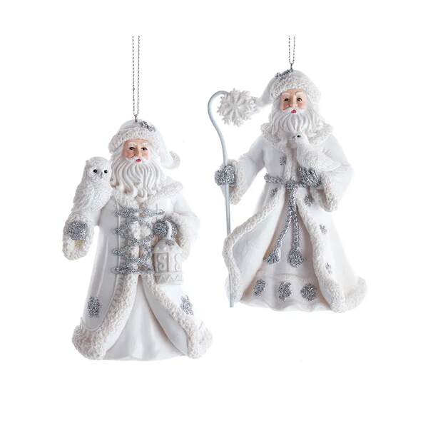 Item 101345 White Silver Santa Ornament