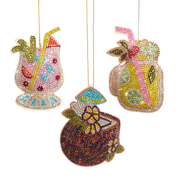 Item 101389 Bedazzled Tropical Drink Ornament