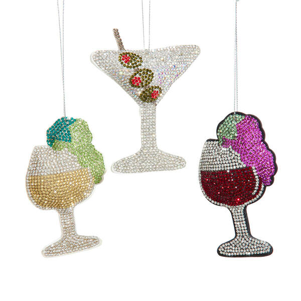 Item 101390 Bedazzled Wine Martini Ornament