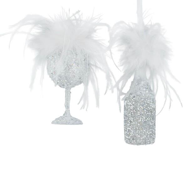 Item 101462 Glass Champagne Bottle/Cup Ornament