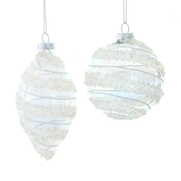 Item 101571 Clear Ball/Drop With White Stripes Ornament