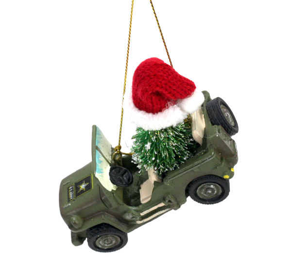 Item 101640 Army Jeep With Christmas Tree Ornament