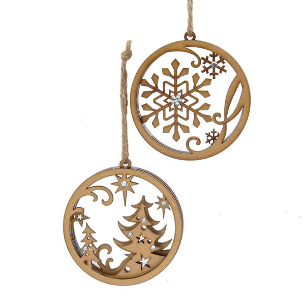 Item 101687 Brown Tree/Snowflake Circle Ornament