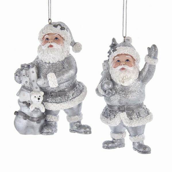 Item 101894 Silver/White Santa Ornament