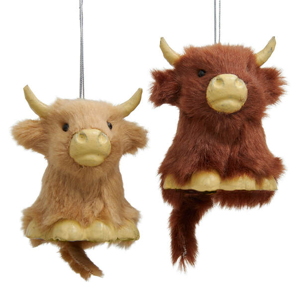 Item 101922 Furry Higland Cow Ornament