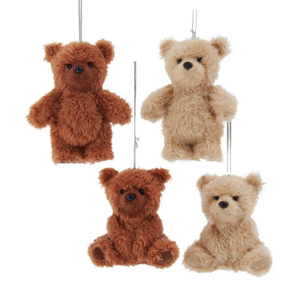 Item 101925 Furry Brown Tan Teddy Bear Ornament