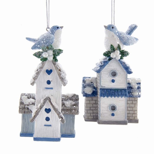 Item 101943 Blue and White Birdhouse Ornament