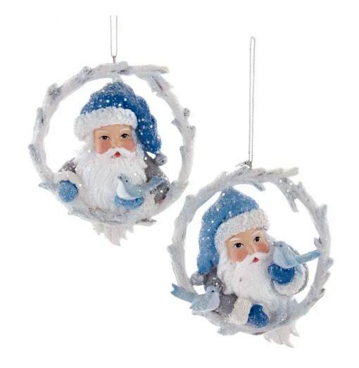 Item 101990 Santa With Bird Wreath Frame Ornament