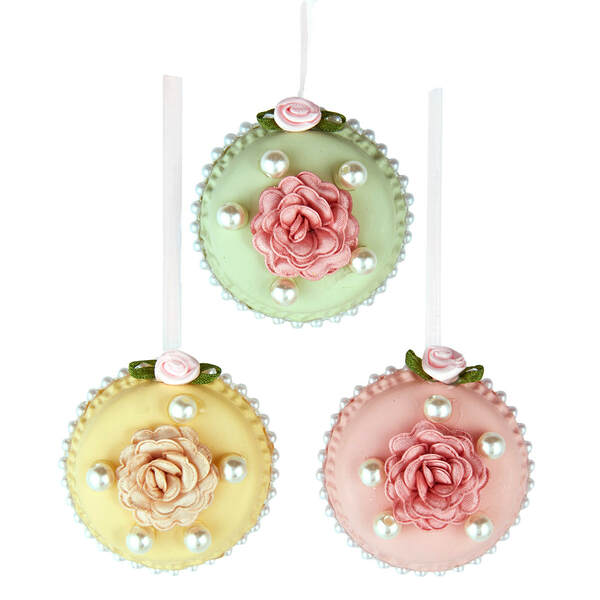 Item 101996 Tea Rose Macaron Ornament