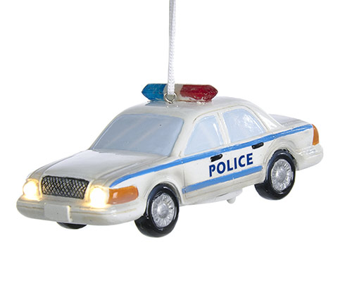 Item 102015 Battery Operated LED Police Car Ornament