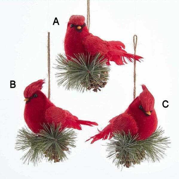 Item 102043 Cardinal On Pine Cone Ornament