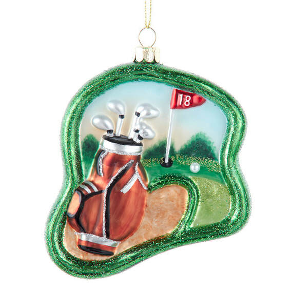 Item 102051 Noble Gems Glass Golf Scene Ornament