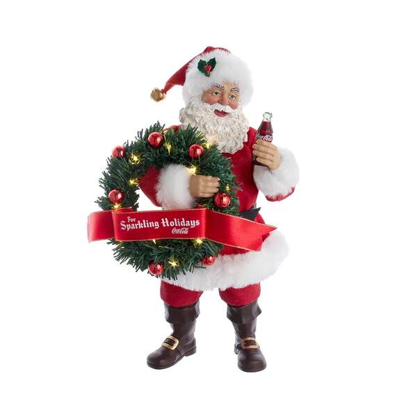 Item 102089 Coke Santa With Lighted Wreath