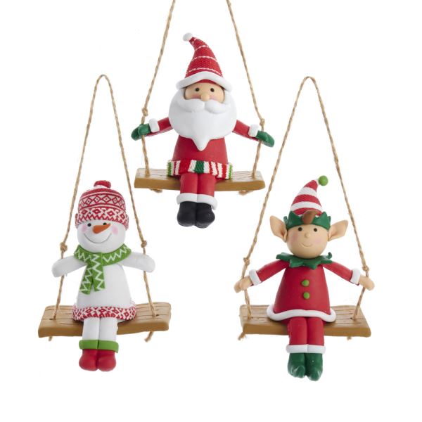 Item 102097 Santa/Snowman/Elf On Swing Ornament