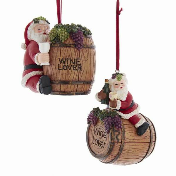 Item 102113 Santa Wine Barrel Ornament