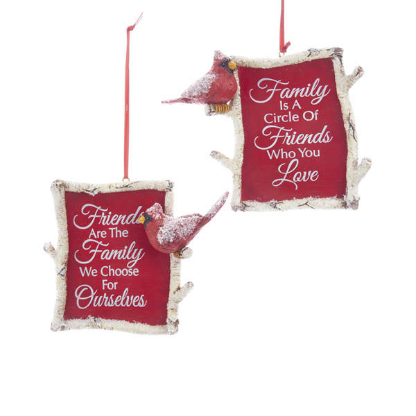 Item 102222 Cardinal Birch Berries Family & Friends Sign Ornament