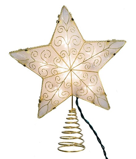 Item 102231 Gold Star Tree Topper With 10 Lights