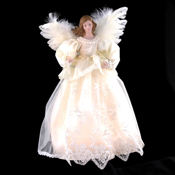 Item 102239 Ivory Angel Tree Topper With 10 Lights