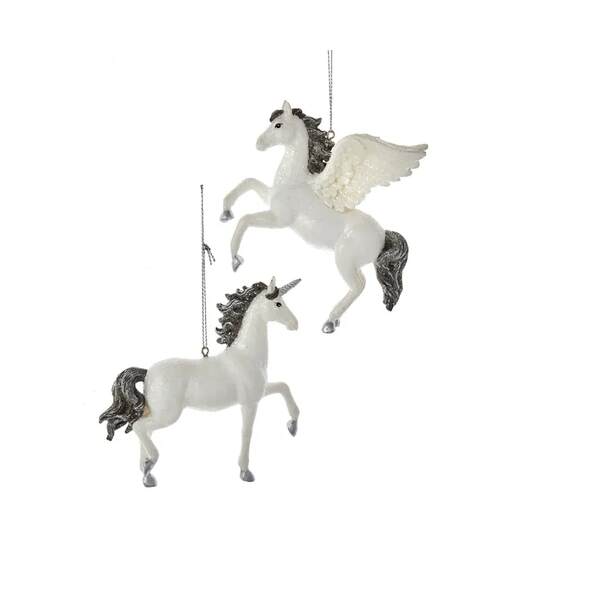 Item 102291 White Silver Unicorn/Pegasus Ornament