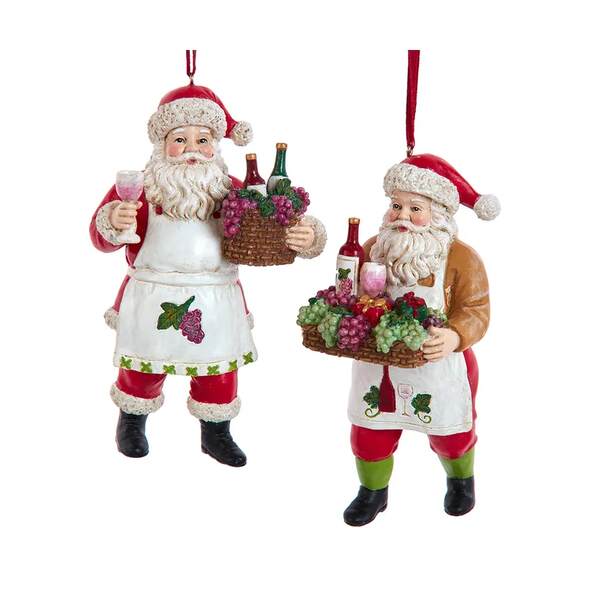 Item 102390 Wine Santa With Wine Basket Ornament
