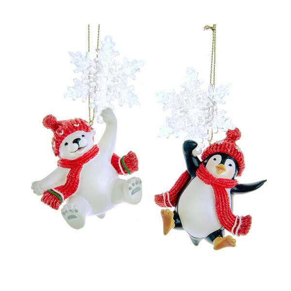 Item 102402 Penguin/Polar Bear With Snowflake Ornament