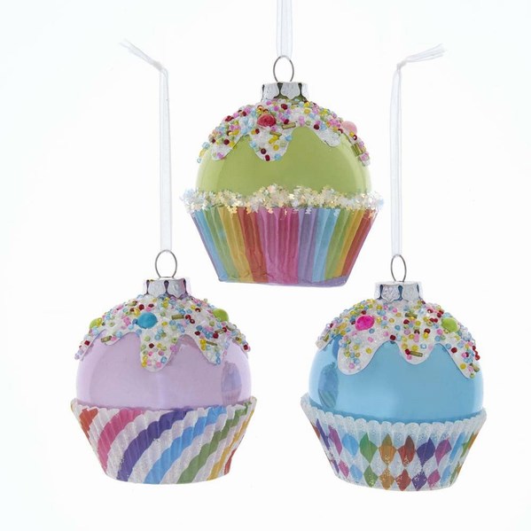 Item 102467 Green/Pink/Blue Cupcake Ornament