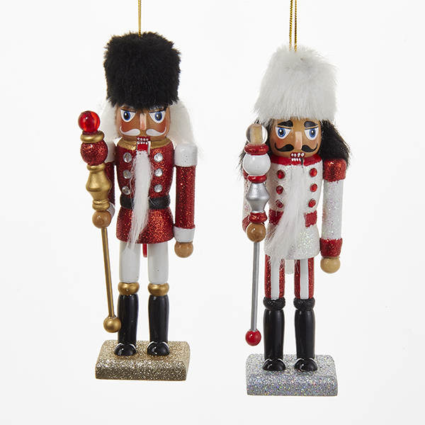 Item 102492 Red/White/Black Nutcracker With Fur Hat Ornament