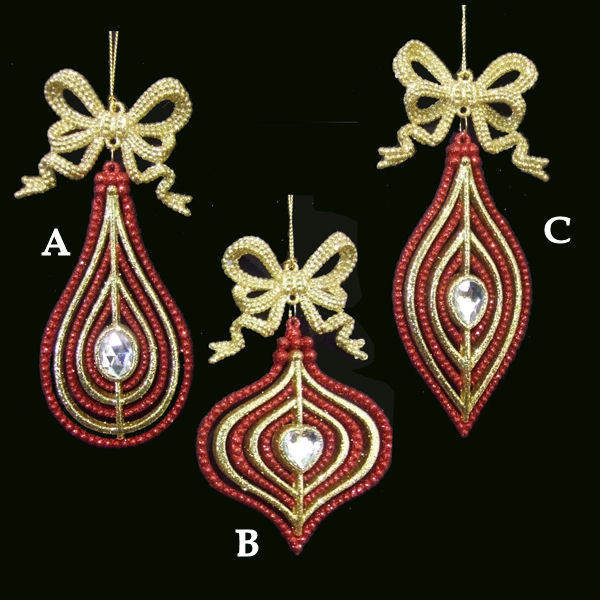 Item 102528 Red & Gold Drop/Onion/Finial Ornament